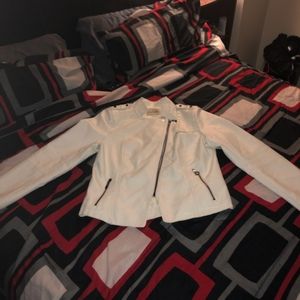 ChouYatou White Leather Jacket